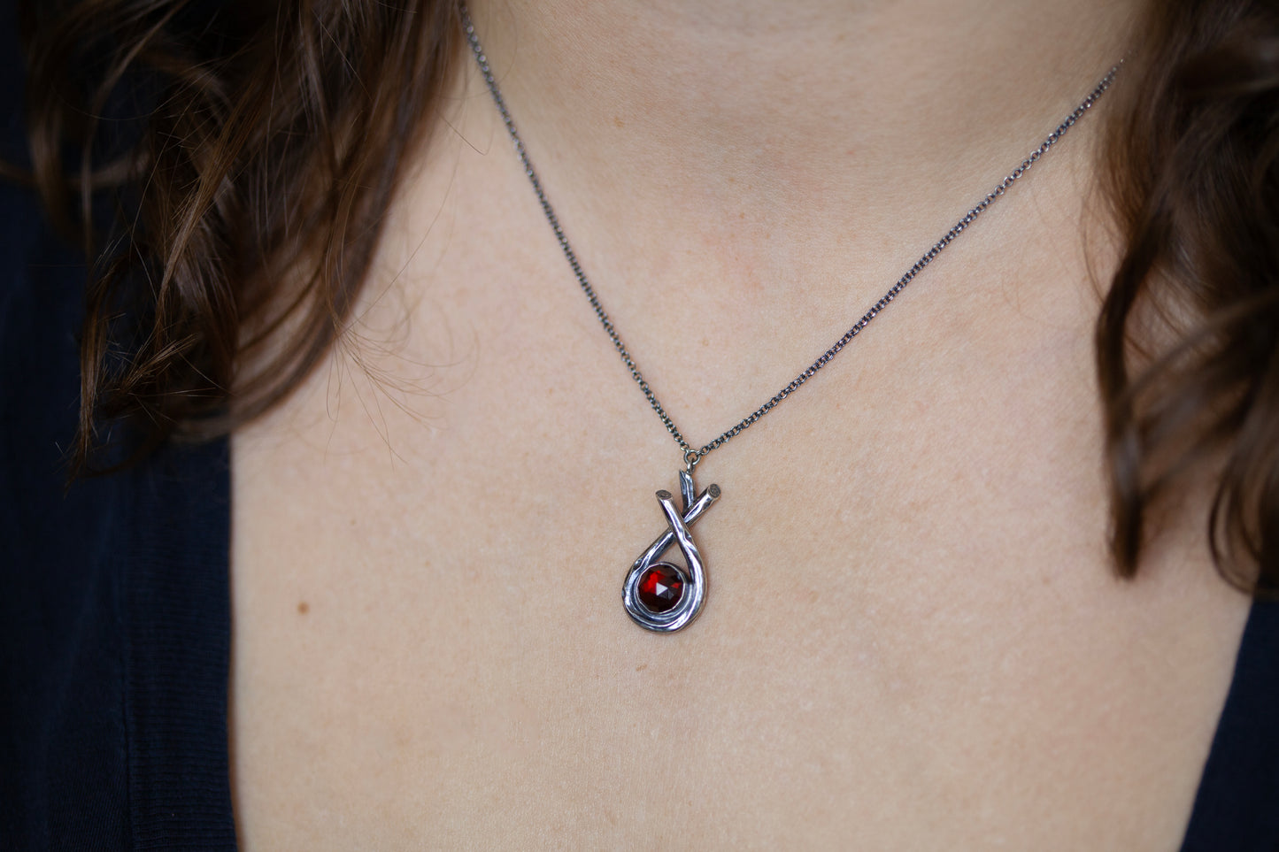 Twig Necklace (Garnet)