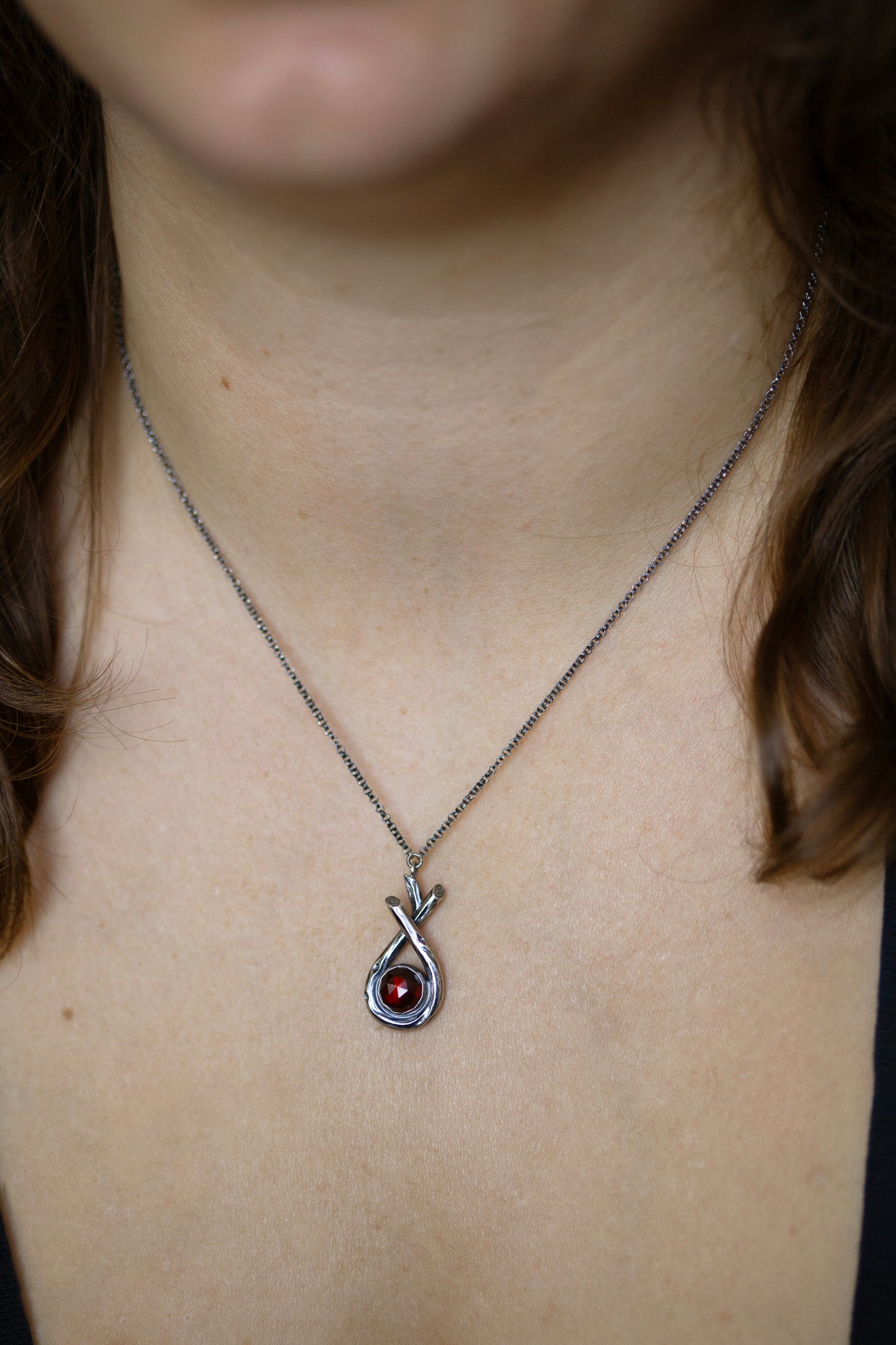 Twig Necklace (Garnet)